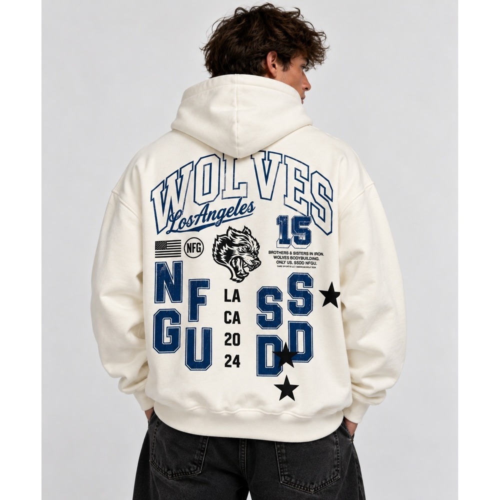 Darc Sport City of Angels Pierce Hoodie Cream Medium NWT Wolves - Picture 4 of 12